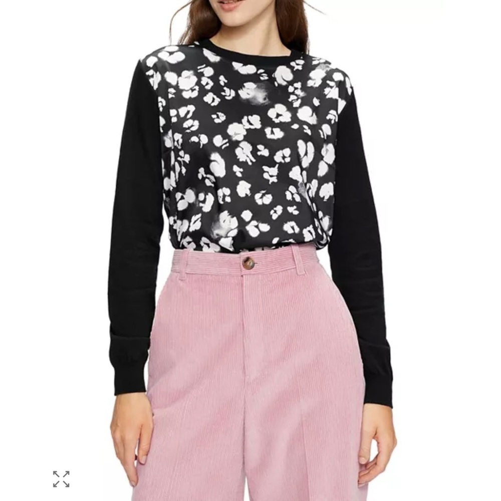Ted Baker Chalia Floral Mixed Media Sweater Ted Size 1/US 4